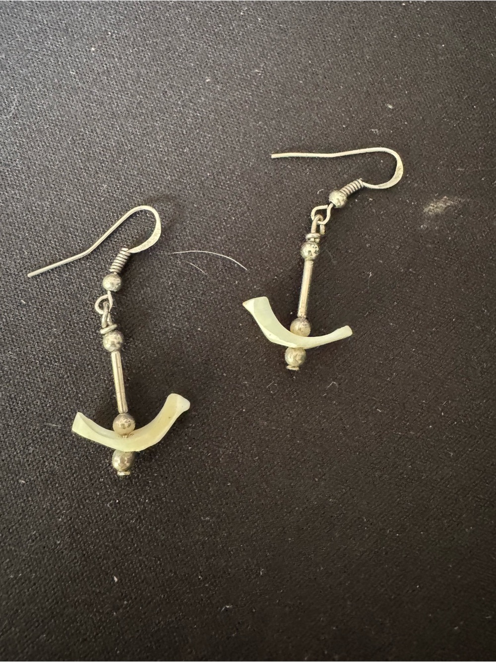 Vintage Silver-Tone Shell Bird Earrings